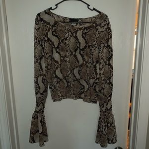 Snake skin bell sleeve top